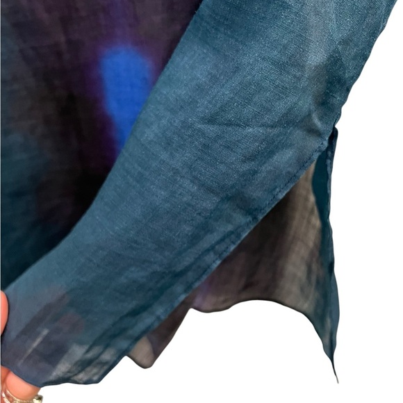 Massimo Dutti Size 6 Blue Watercolor Print V-Neck Tunic Artsy, Quiet Luxury - Picture 8 of 11